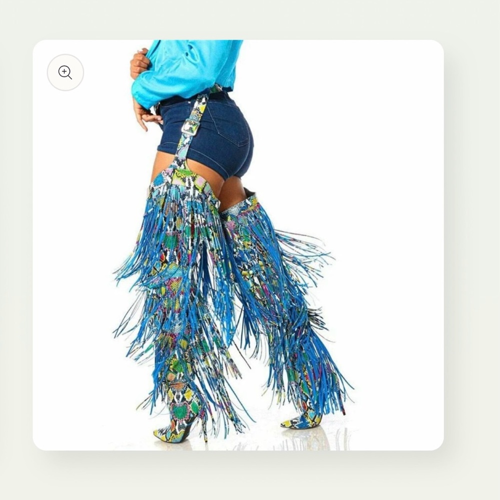 Colorful Fringe Thigh-High Boots